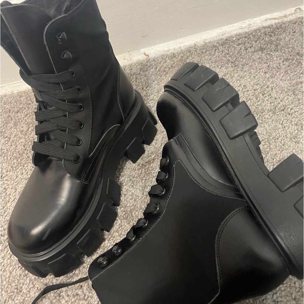 PRADA Monolith leather and nylon
fabric boots